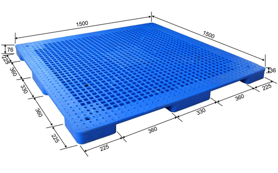 Pallet nhựa HDPE thức ăn chăn nuôi 1500 * 1500 Euro 9 Tùy chỉnh kích thước mỏng cho sàn dê